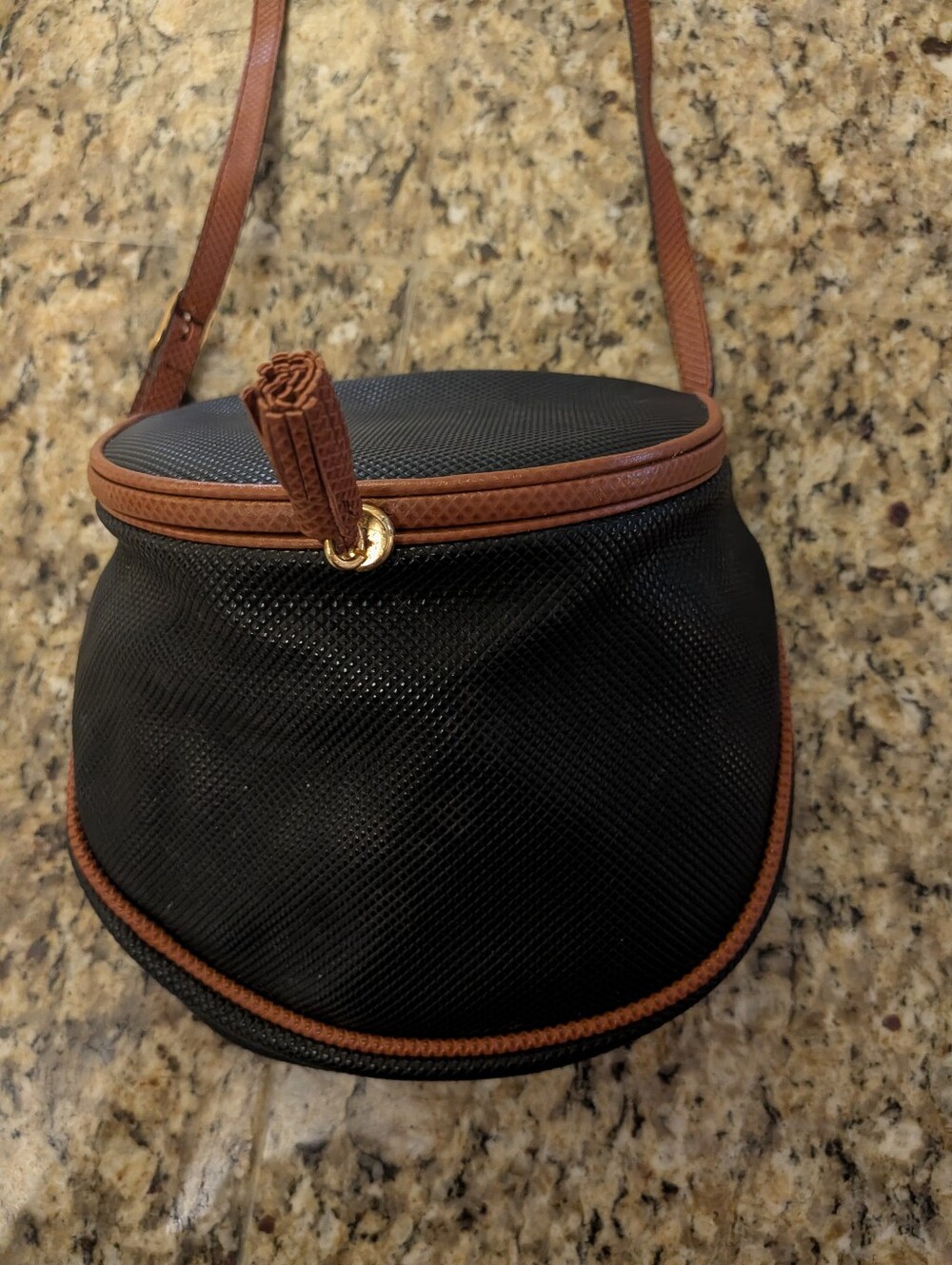 Vintage Mint Condition Bottega Veneta Marco Polo Black and Brown Crossbody Purse